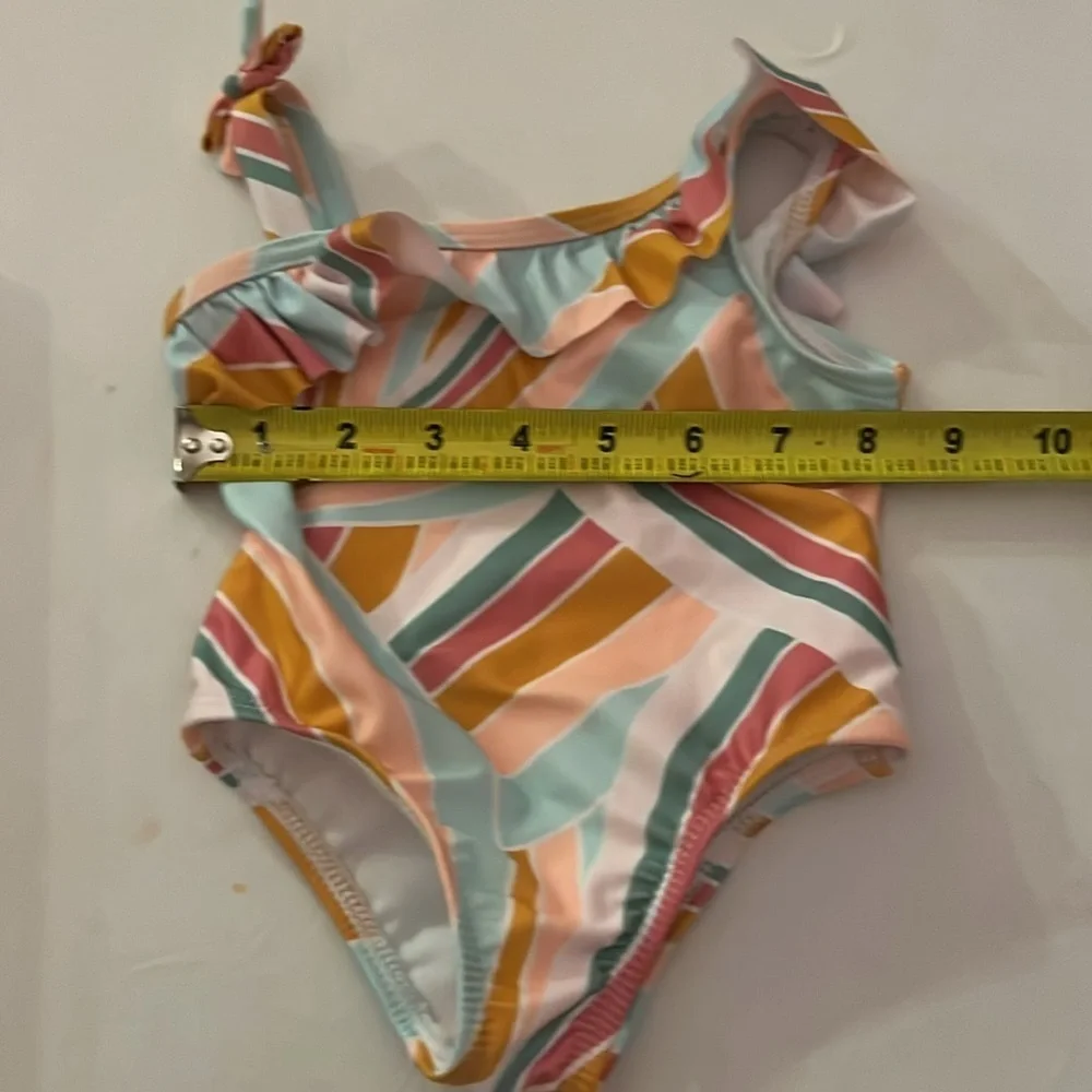 Wonder Nation Girls Neutral Mod One Piece Ruffle Swimsuit Size 12 Months